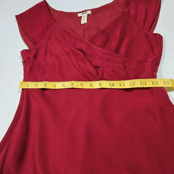 J.crew Burgundy Cocktail Dress V-neck Cap Sleeve Impire Waist 100% Silk Size 10 - Picture 6 of 13